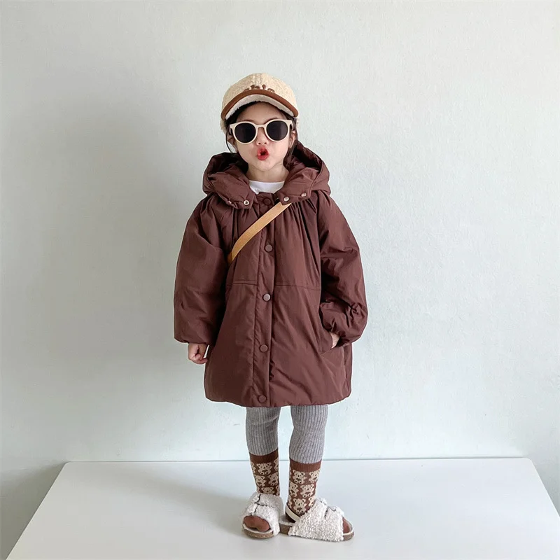 Girls Down Coat Jacket Cotton Windbreak Outwear 2023 Fleece Warm Plus Thicken Velvet Winter Skiwear School Children\'s Clothing