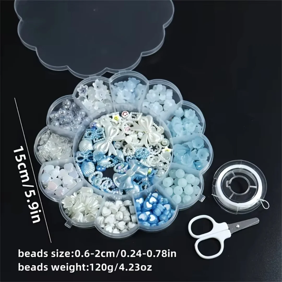 13 Gitter mit 0,6-2,6 Zentimeter großen, farblich gemischten Acrylperlen, DIY-Herstellung von Armbändern, Halsketten, Ringen usw. – Detail 14