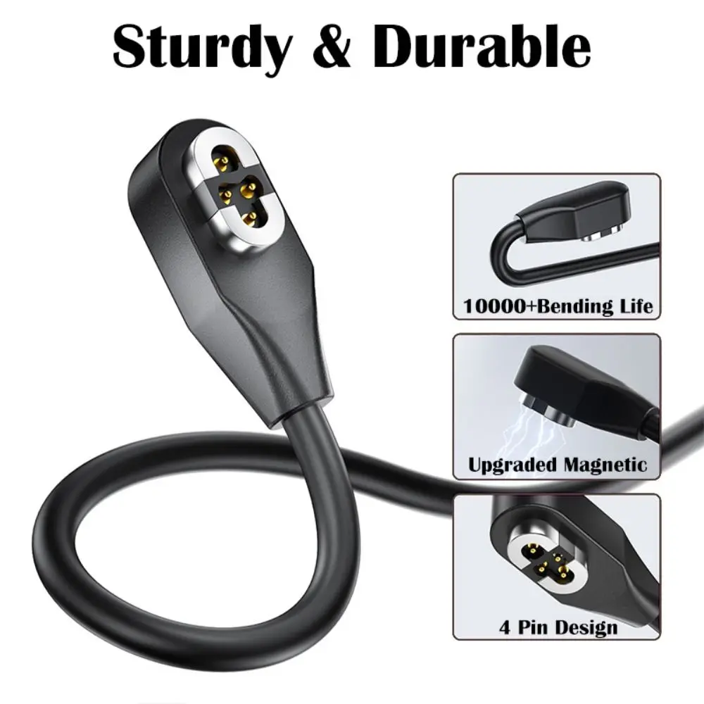 Magnetic USB Charging Cable 4 Pin PVC Bone Conduction Headphone Charger Durable 100cm for Shokz OpenSwim Pro S710