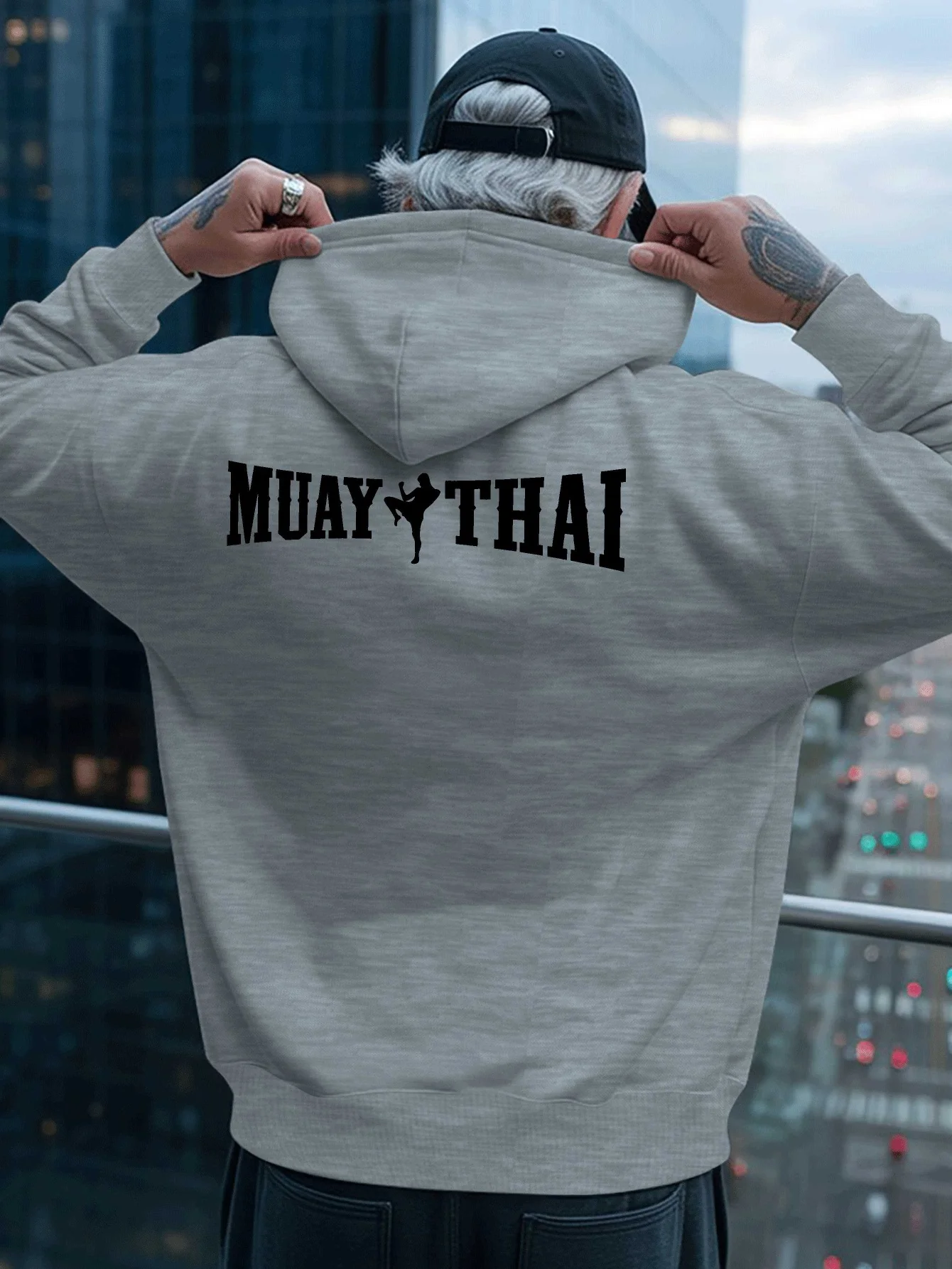 Men CasualSport essentials hoodies Muay Thai Print Minimalism Stylish Hoodie Trendy Urban Casual Daily LifeAutumn winter clothes