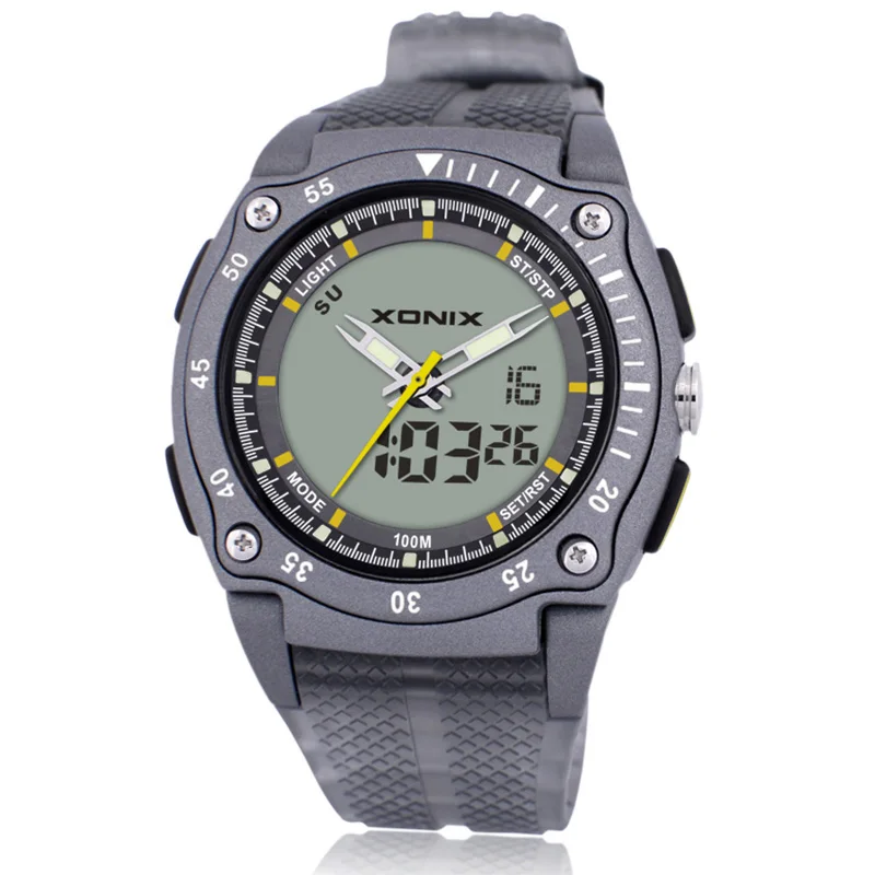 XONIX Classic Retro Atmospheric Led Luminous Band Alarm Multifunctional Dual Display Sports Waterproof Electronic Men's Watch DH