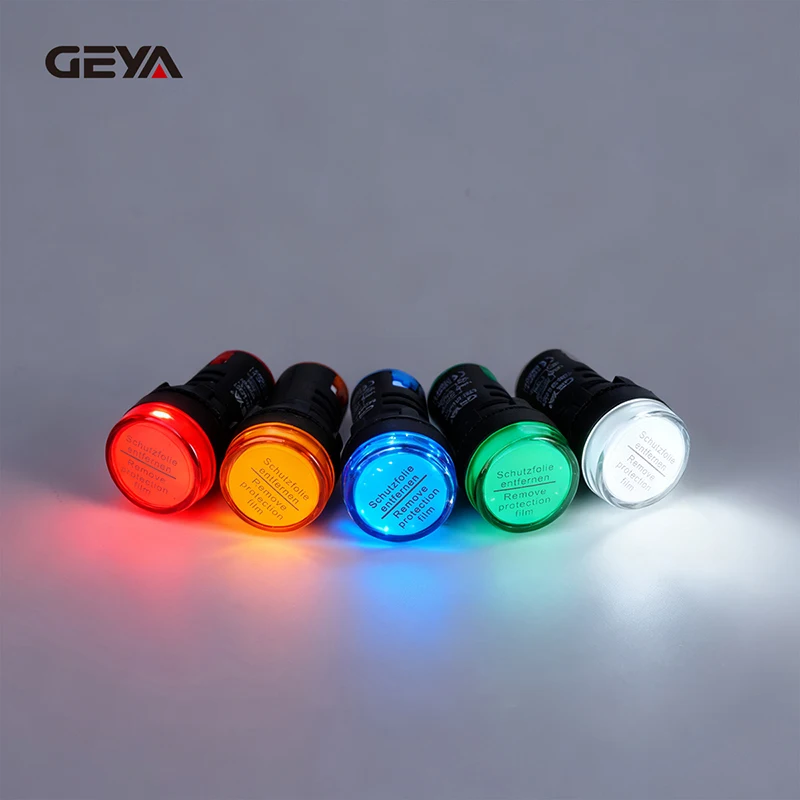 GEYA 22MM ED16-22DS LED مصباح إشارة الطاقة - تيار متردد متعدد الجهد 24 فولت/220 فولت/380 فولت لون خالص