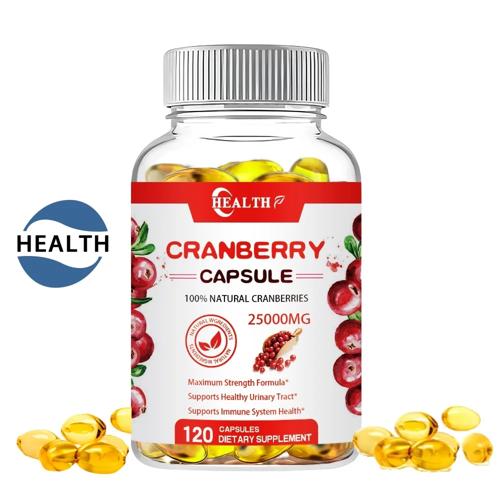 HEALTH-Extrait de canneberge biologique, supplément de vitamine C, sans évolu, 60 capsules EasySwallow, 25000mg