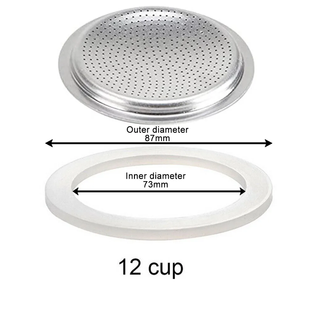 1 Set Moka Rubber Seal With Sieve Replacement Gasket Seal For Espresso Moka Stove Pot Cups