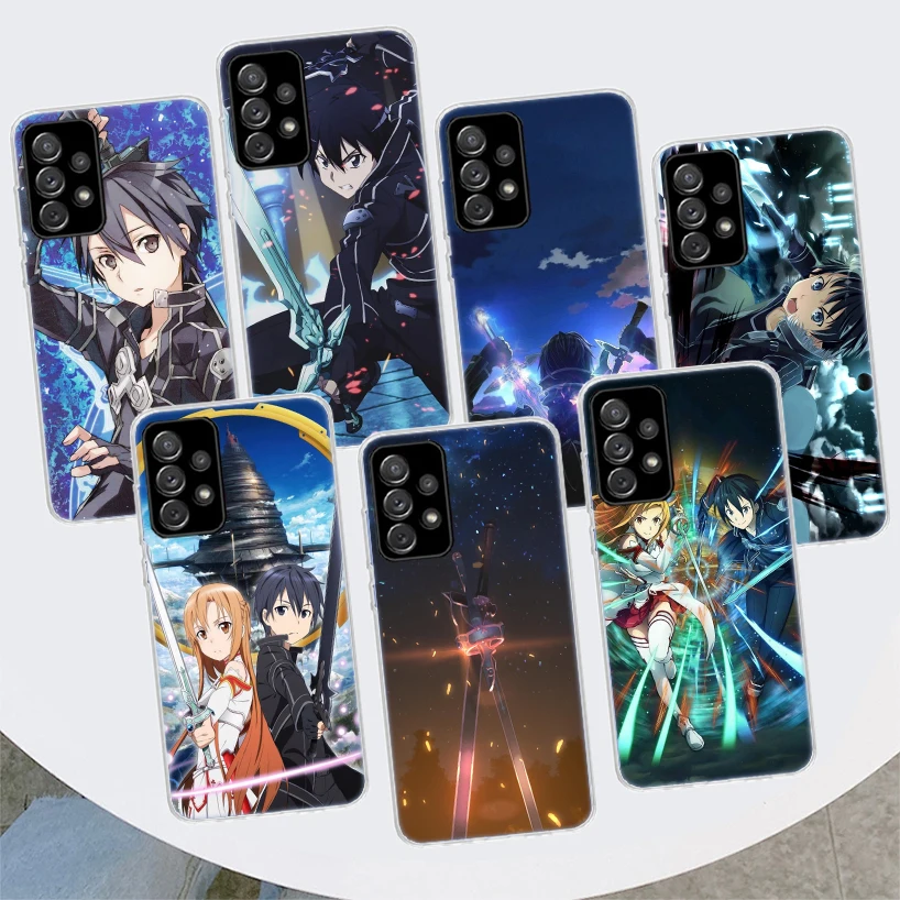 Sword Art Online Kirito Asuna Phone Case For Samsung Galaxy A55 A54 A53 A52 A15 A14 A13 A12 A35 A34 A33 A32 A25 A24 A23 A22 A04S