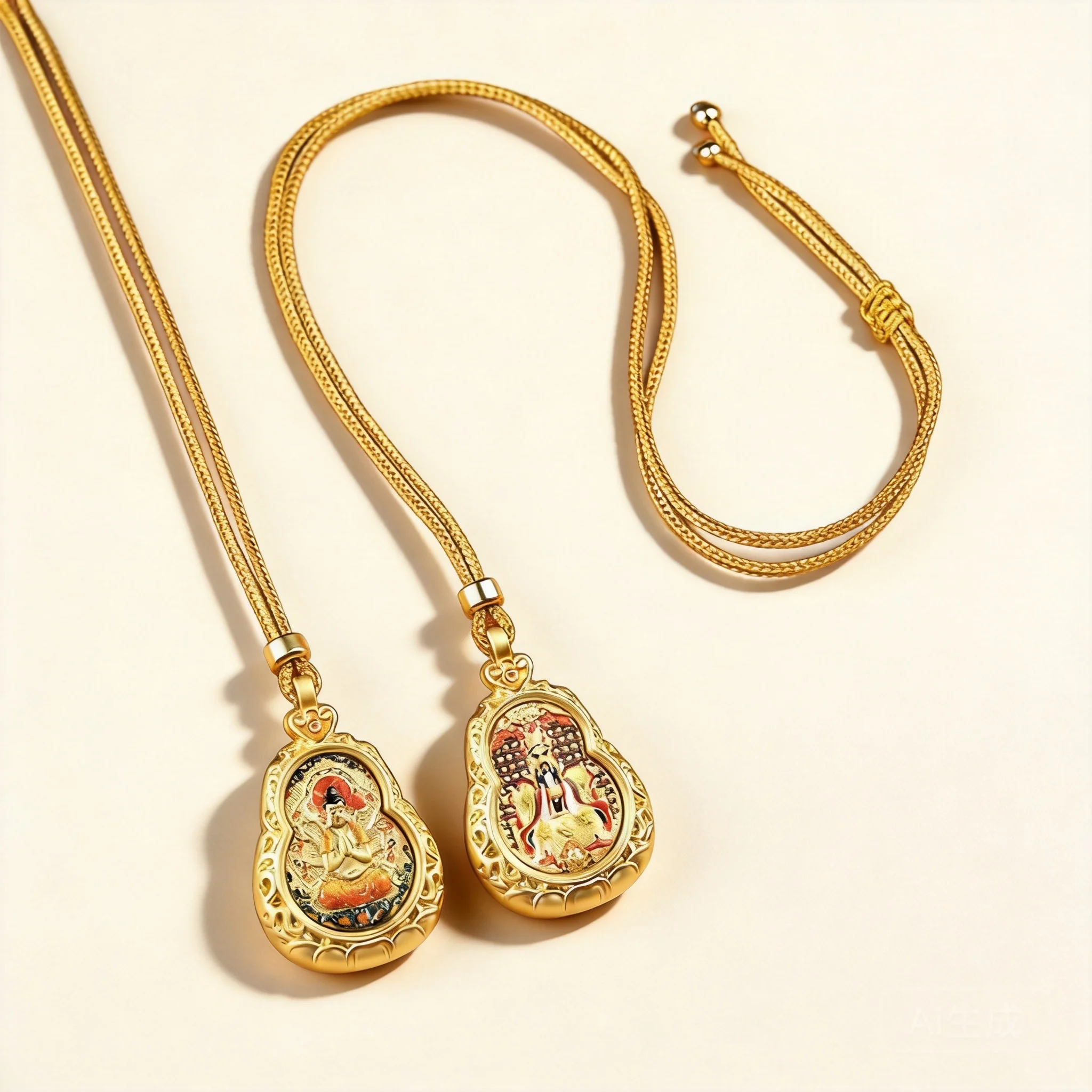 Chinese Style Lucky Gourd Double Sided Thangka Pendant Dragon Lord Wuye 12 Zodiac Natal Buddha Patron Saint Amulet Blessing Weal