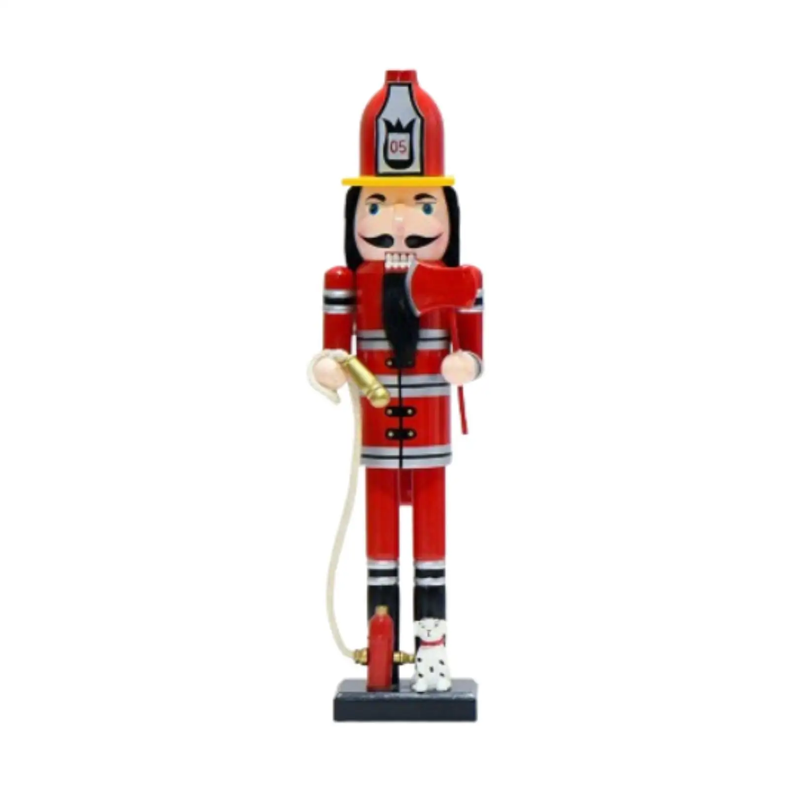 Wood Xmas Nutcracker Nutcracker Firefighter Christmas Nutcracker Figure for Craft Gift Desk Decor Festive