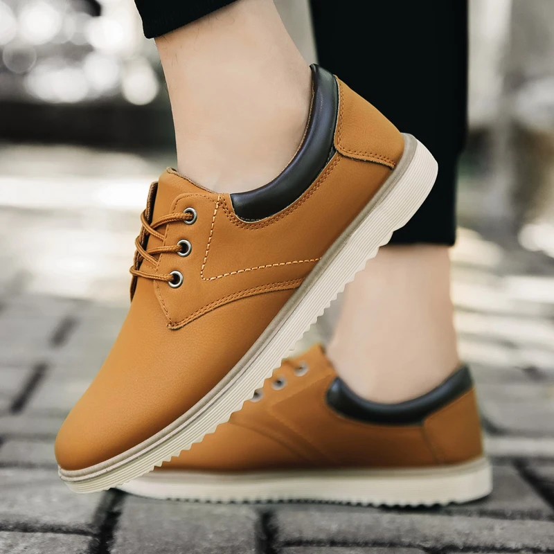 Men Oxfords Leather Casual Shoes Autumn Winter Fashion Brand Comfortable Flat Shoes Walking Sneakers Lace Up Plush Warm Shoes