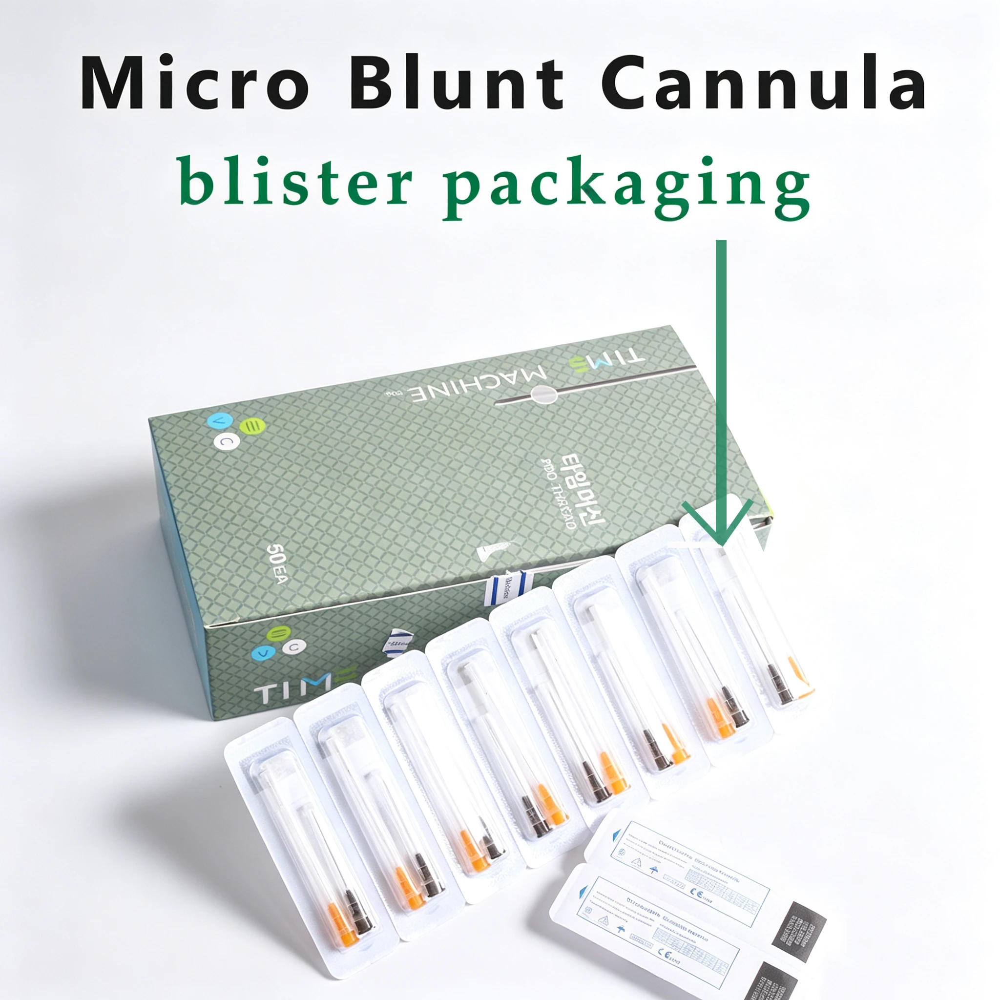 8-200PCS Micro Cannula Needle Microcannula Kit 21g 22g 23g 25g 50mm Blunt Cannula Needle With Blister Packing
