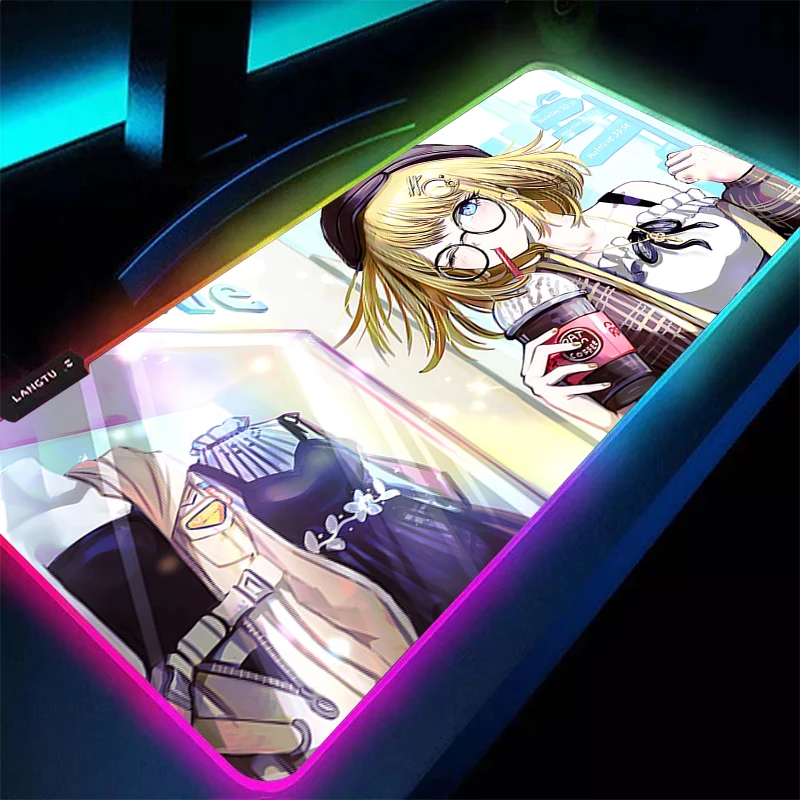 Alfombrilla de ratón Speed Mini LED PC ordenador Kawaii teclado Pad Hololive Watson Amelia alfombrilla de escritorio RGB accesorios para juegos de ordenador portátil alfombrilla de ratón