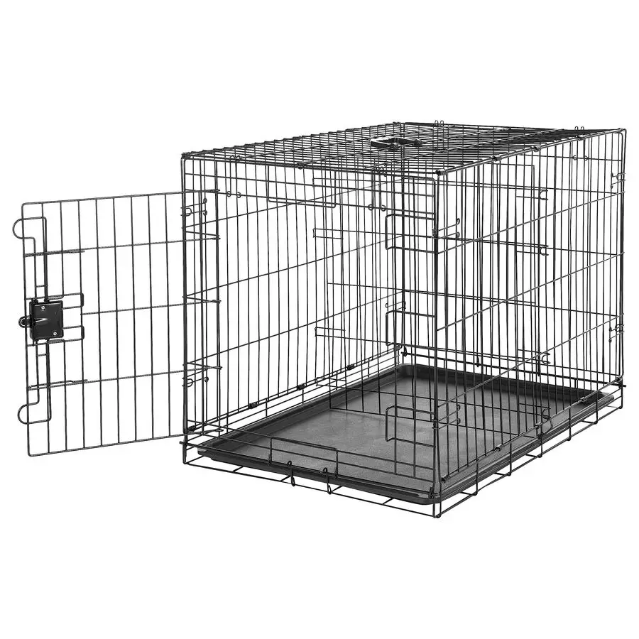 

Durable, Foldable, Collapsible, Portable Metal Wire Dog Crate with Tray, Single Door with Divider Panel, Easy to Assemble amp Cl