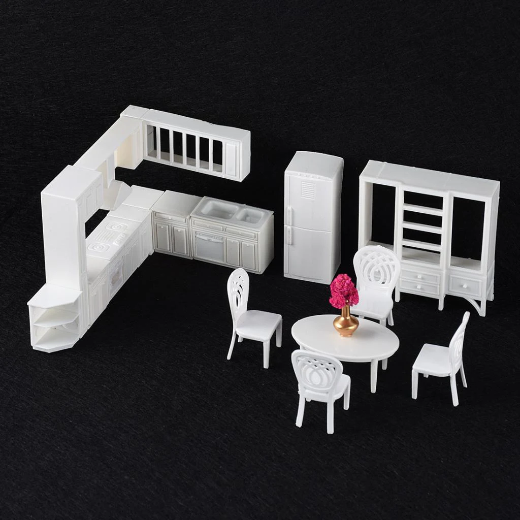 1/25 Scale DIY Miniature Modern Style Furniture Set Model Building Kits Dollhouse Couch Sofa DIY Dining Room European Style