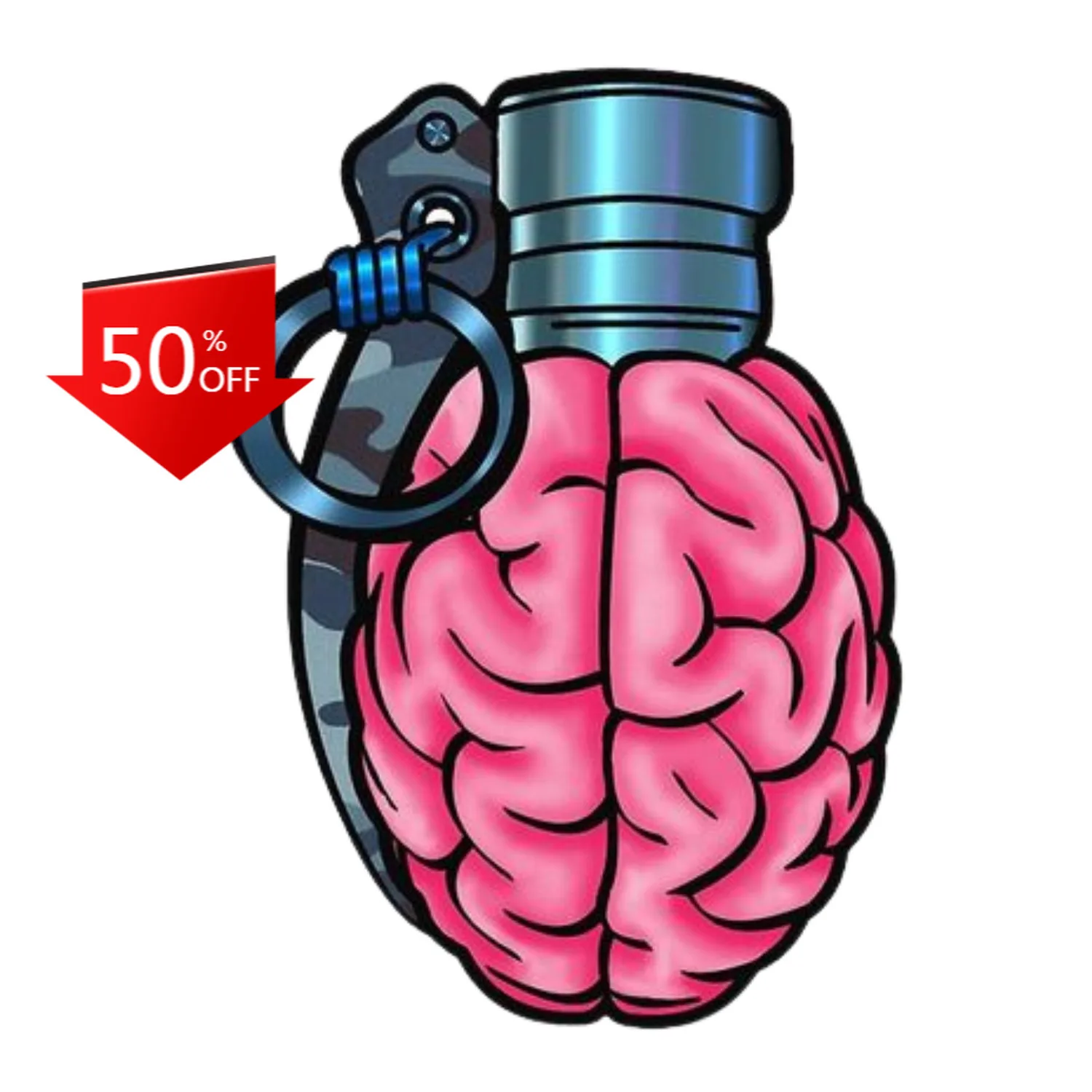 

Grenade Brain Street Art Cool Car Laptop Window Bumper Waterproof Vinyl Decal Gift Unique Unique Aesthetic Cute Vintage Funny