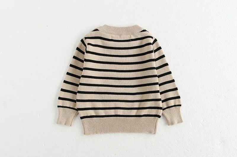 Klassisches Frühlings-Baby-Sweatshirt mit Schulterschnalle, 0–3 Jahre, gestreifter Strickpullover für Kleinkinder, Mädchen und Jungen, lockere Basis, Tops, Pullover – Detail 16