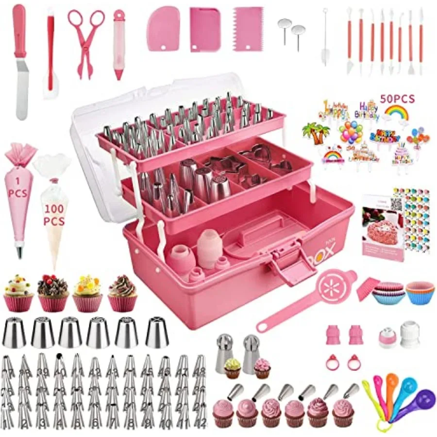 

Cake Decorating Supplies Tools Kit: 358pcs Baking Accessories with Storage Case - Piping Bags and Icing Tips Set - Cupcake Cook