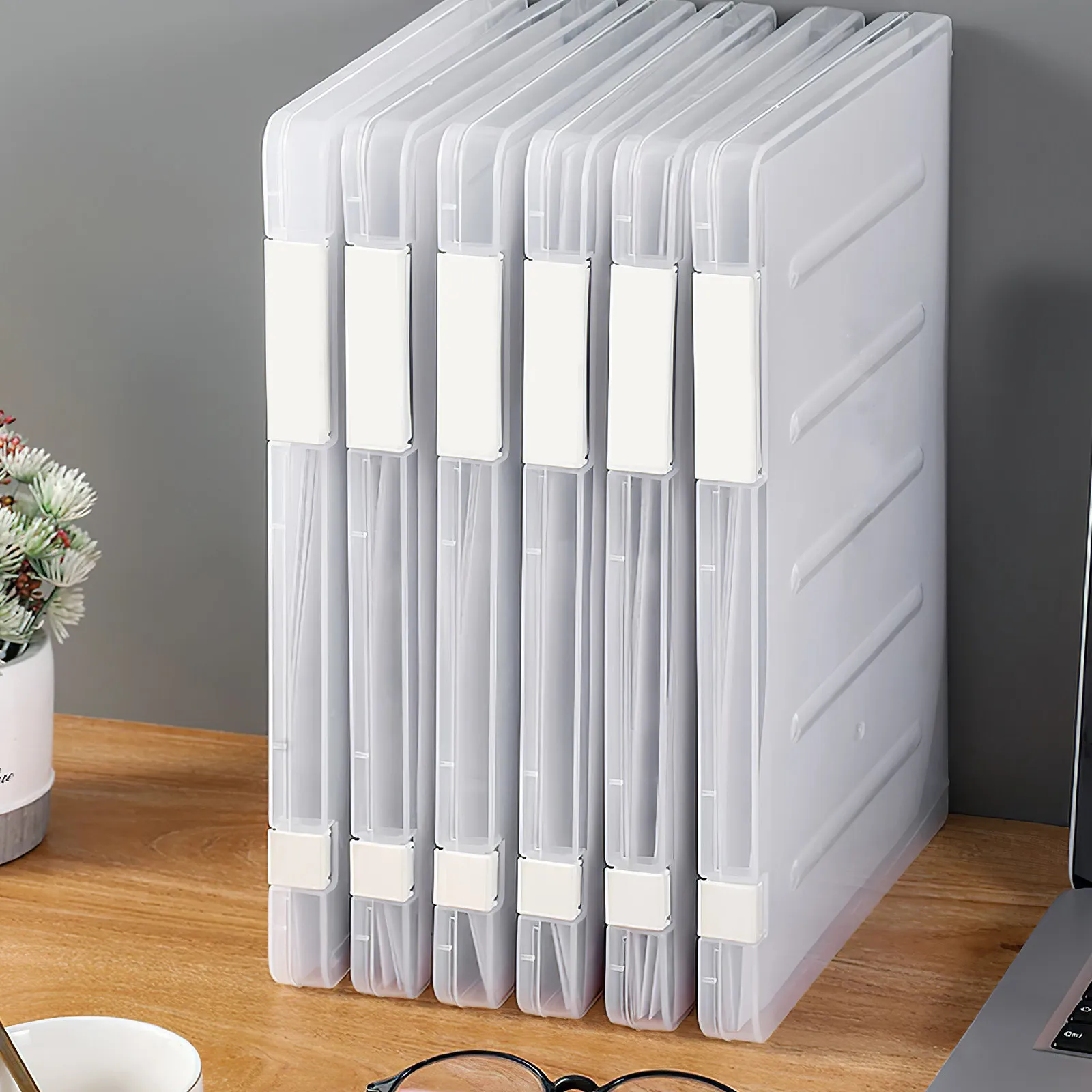 Organisateur de fichiers de bureau transparent pour papiers A4, boîte de rangement pour documents, matériau PP léger, utilisation au bureau, à la maison, à l'école