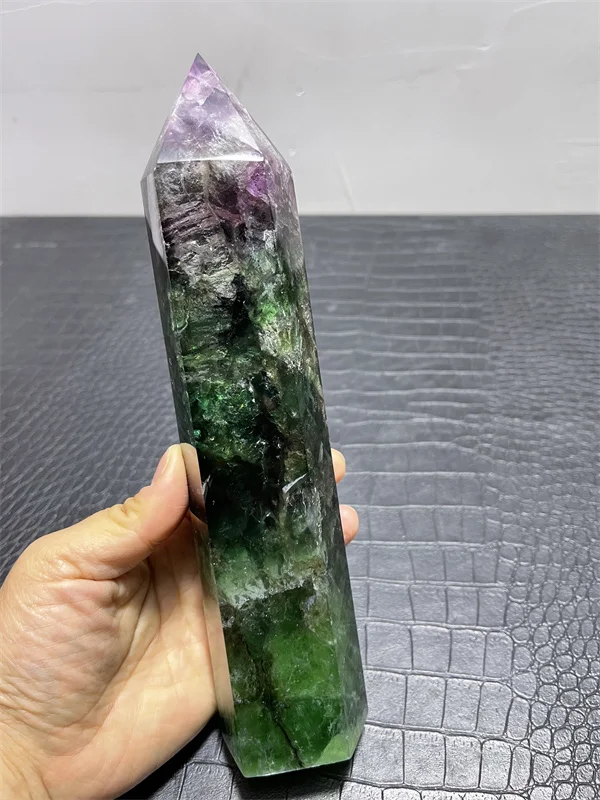 Rare large Natural Colored Fluorite Crystal Point Green Fluorite Natural Crystal Wand
