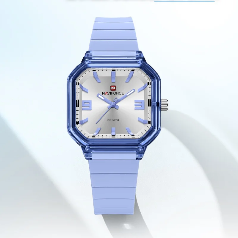 NAVIFORCE エレガントなファッションレディース腕時計高級ブランドクォーツ時計女性用 50 メートル防水ソフトシリコンバンド発光 Colck