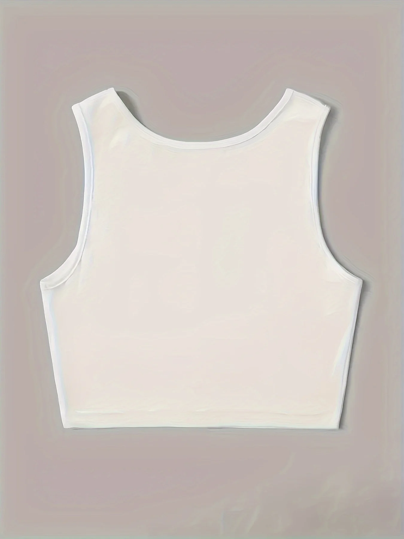 Miami Print Crew Neck Tank Top, Casual Sleeveless Crop Tank Top for Spring & Summer, Women's Clothing Crop Tops Female