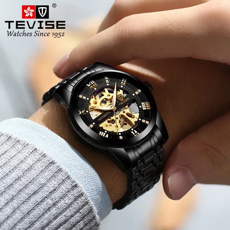 Watch Men's Best-Seller on Douyin Fashion Mechanical Watch Hollow European and American Steel Strap Watc