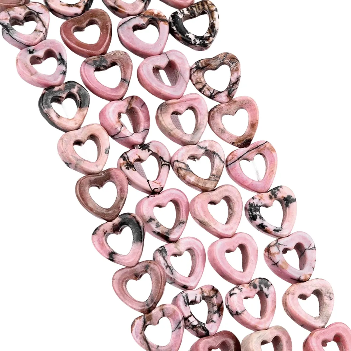 

Rhodochrosite 10MM Hollow Heart Shape Gemstone Beads for DIY Making Jewelry Natural Lucky Love Stone 18PCS&20CM