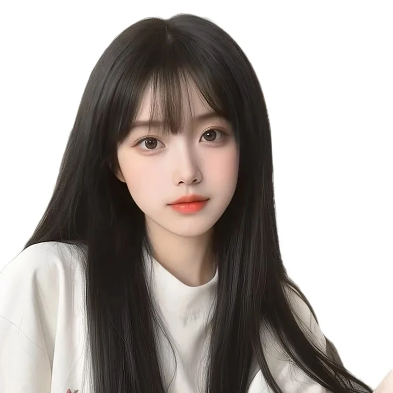 شعر مستعار، غرة، مشاهير الإنترنت، مزاج رقيق طبيعي، شعر مستعار طويل مستقيم من الألياف الاصطناعية