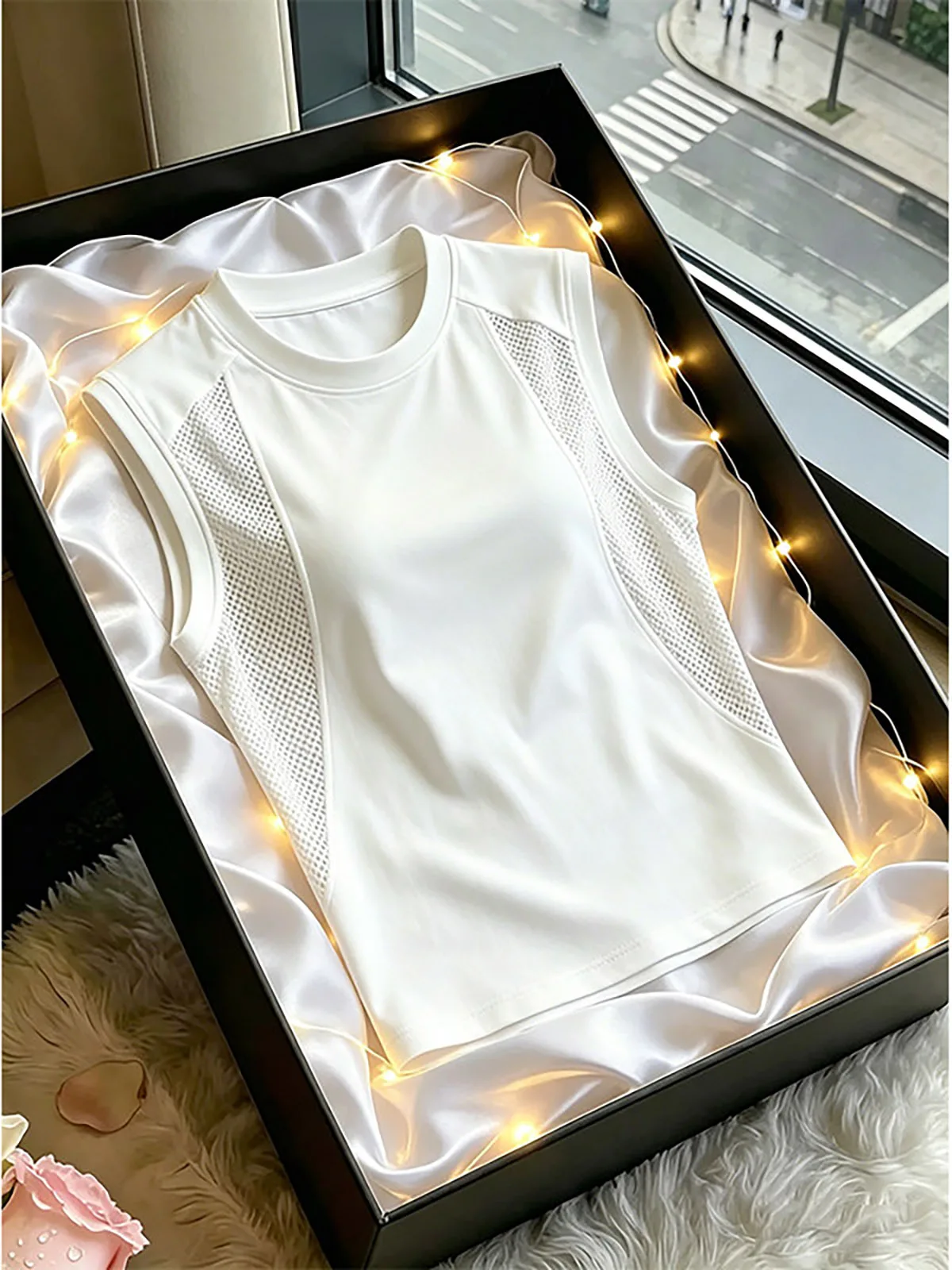 White Quick Dry Sweat Vest Men Summer Lightweight Breathable Ice Silk Knot Decomposition Sleeveless Sports Fitness Shoulder Pad