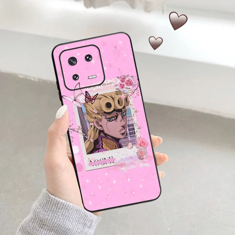 Soft Case for Redmi Note13 Pro 5G Note12 13C Xiaomi 13 Pro 12 Lite 12t 12x 12c JOJO Giorno Giovanna Black Phone Cases Cover image 4