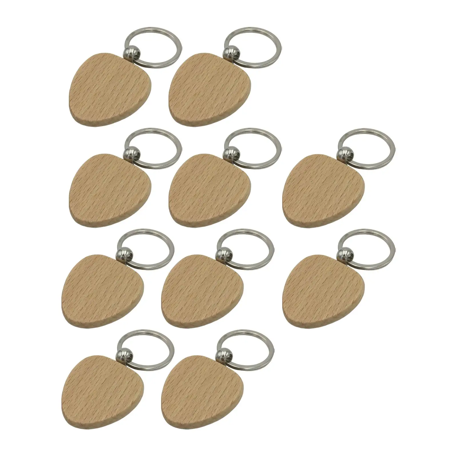 10 portachiavi in legno portachiavi non finito da collezione leggero stampato in bianco