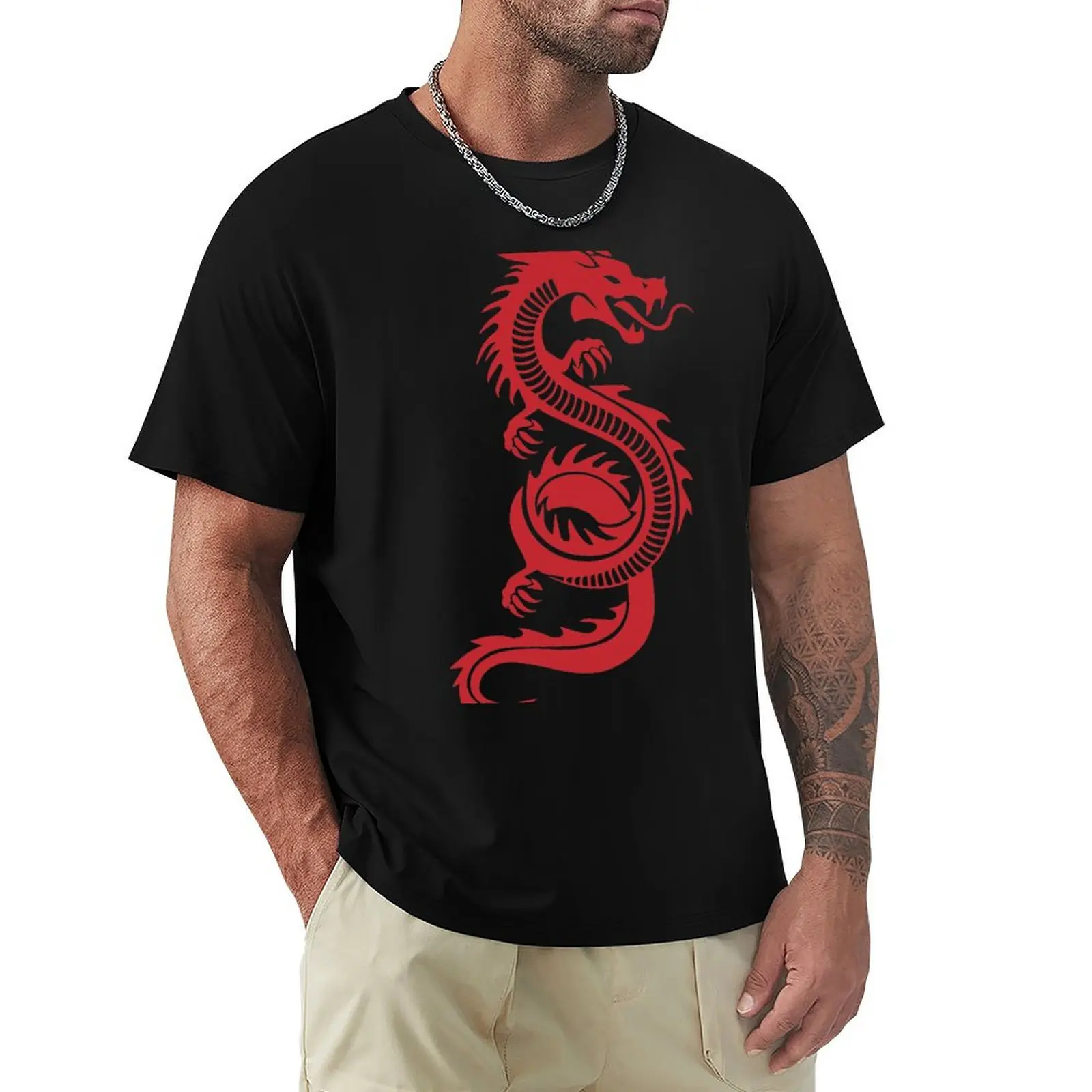 

Red Dragon long T-Shirt plain sports fans kawaii clothes Short sleeve tee men