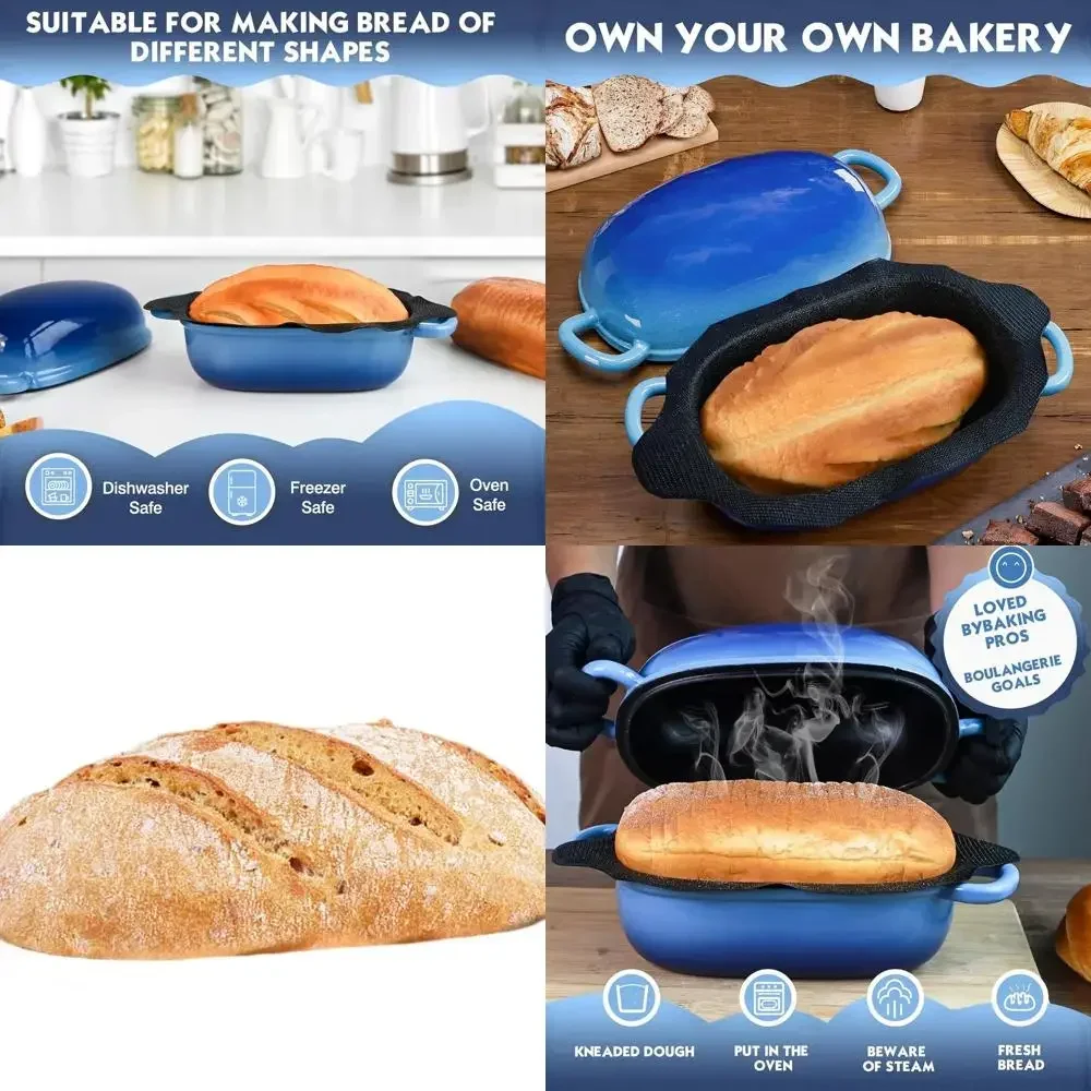

2.5-Quart Cast Iron Dutch Oven with Silicone Bread Pan and Lid for Homemade Bread Baking