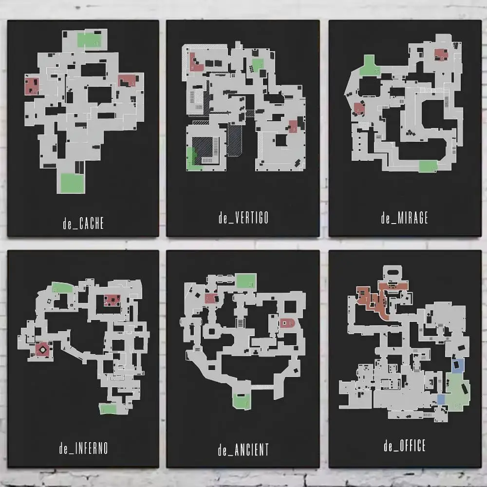 Cool C-cSGO Map Poster Trendy Wall Art Aesthetic Room Decor Print Living Room Bedroom Home Decoration