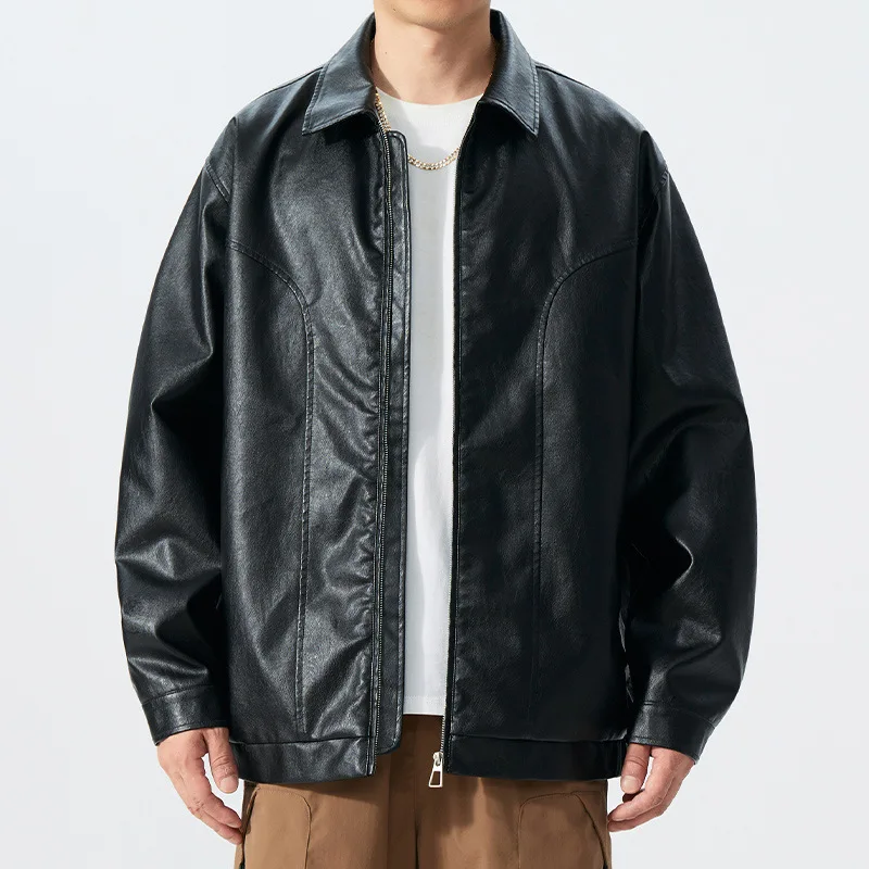 

Large Size Men's PU Leather Jaet Merald Collar Sli Workwear Jaet Flight ape Casual Cool Polyester Nylon Cosite F...