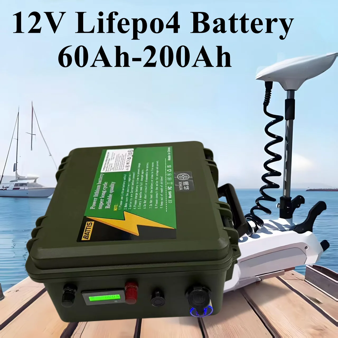 

LiFePo4 12 В 60 Ач/80 Ач/100 Ач/120 Ач/150 Ач/180/200 Ач литиевая батарея с BMS для блока питания автомобиля для рыбной лодки + зарядное устройство 10 А