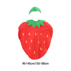 Fruit Costume Set Cute Strawberry Outfit Fancy Dress with Headpiece for Masquerade Themed Party Halloween Role Play Kids Adults