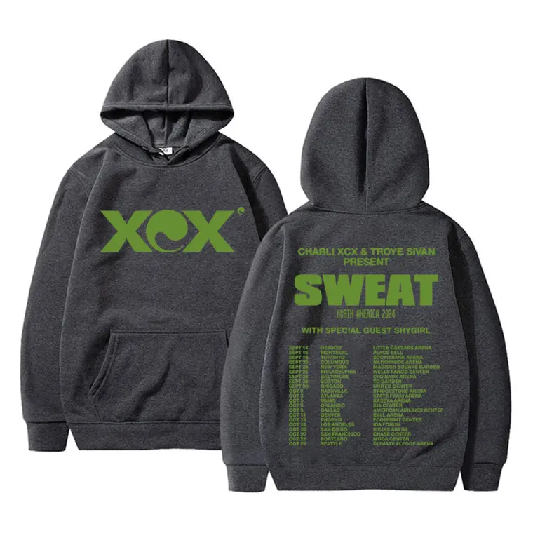 Charli Xcx Brat Tour Hoodie Autumn Winter Men Women Hip Hop Fashion Sweatshirt Unisex Fleece Cotton Hoodies Oversized Streetwear