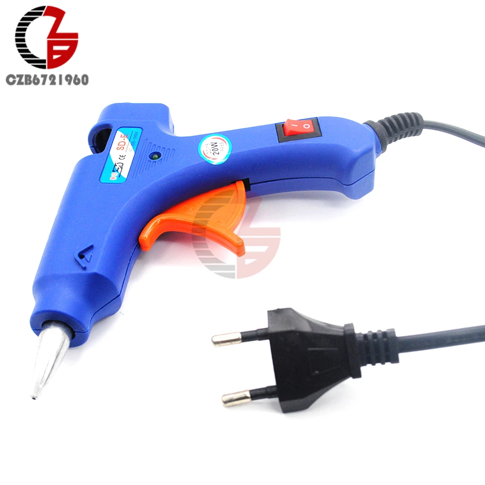 20W EU Plug Hot Melt Glue with 7mm Glue Stick Industrial Mini Guns Thermo Electric Heat Temperature Tool