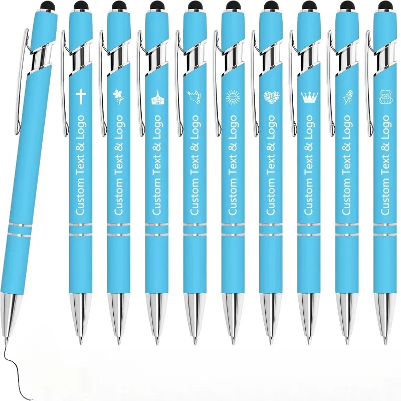 10 Stück Großpackung Personalisierte Stifte - Mit Namen, Graviertem Text/Logo - Stylus-Spitze, Schwarze Tinte - Optionen für Veranstaltungen & Werbeaktionen – Detail 9