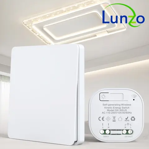 Lunzo RF 433 Self-generating Wireless switch  1 gang No Battery Required Self-Powered Waterproof Remote Control Light Swit