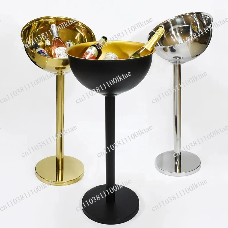 Bar Party Ice Drink Cooler Stand Wine Ice Bucket Stainless Steel High Quality Champagne Wine Bucket Beverage Cooler with Stand