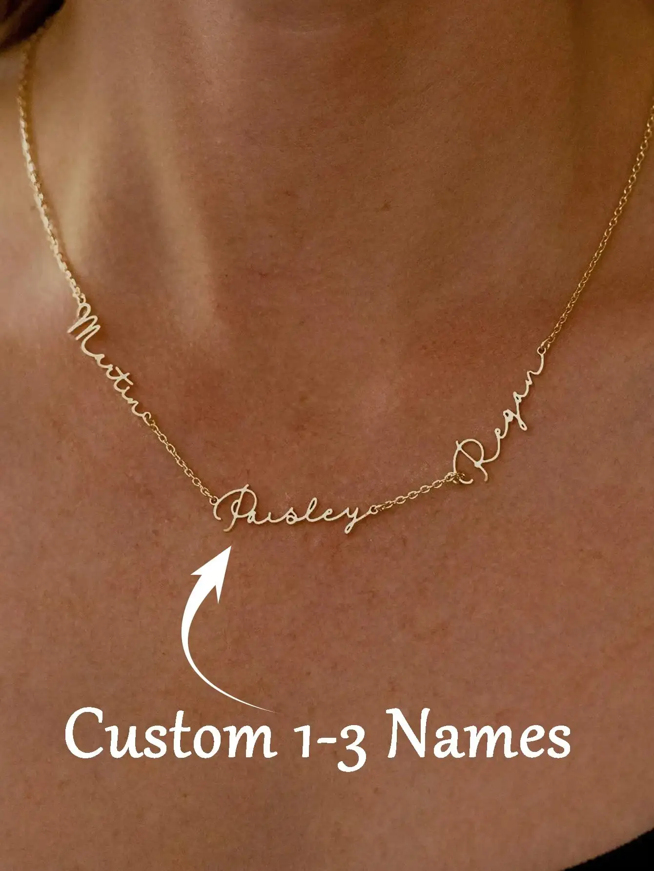 

Индивидуальное колье с 1-3 именами, персонализированное украшение для семьи, позолоченный кулон из нержавеющей стали для мамы, подарок на день рождения или Рождество