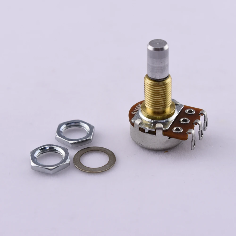 1 Piece Brass Bushing Solid Shaft  Balance Potentiometer(POT) With Center Detent For Electric Bass -（B50K/B100K） Made in Korea