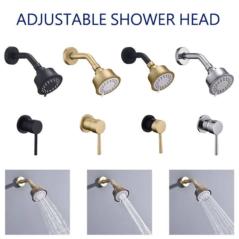 

Высококачественный настенный смеситель для душа из матовой латуни под золото, с функцией горячей и холодной воды, с душевой лейкой из АБС-пластика, комплект для душа с эффектом тропического дождя