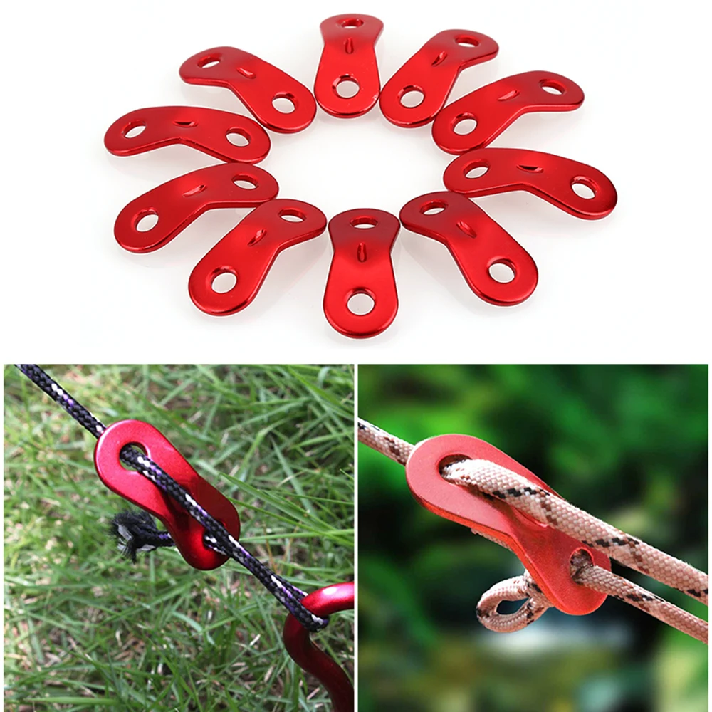 

Tent Accessories 10Pcs Awning Tensioner Tent Cord Hook Aluminum Alloy Tightener Anti-Wind Buckle Adjuster Tent Rope Fastener