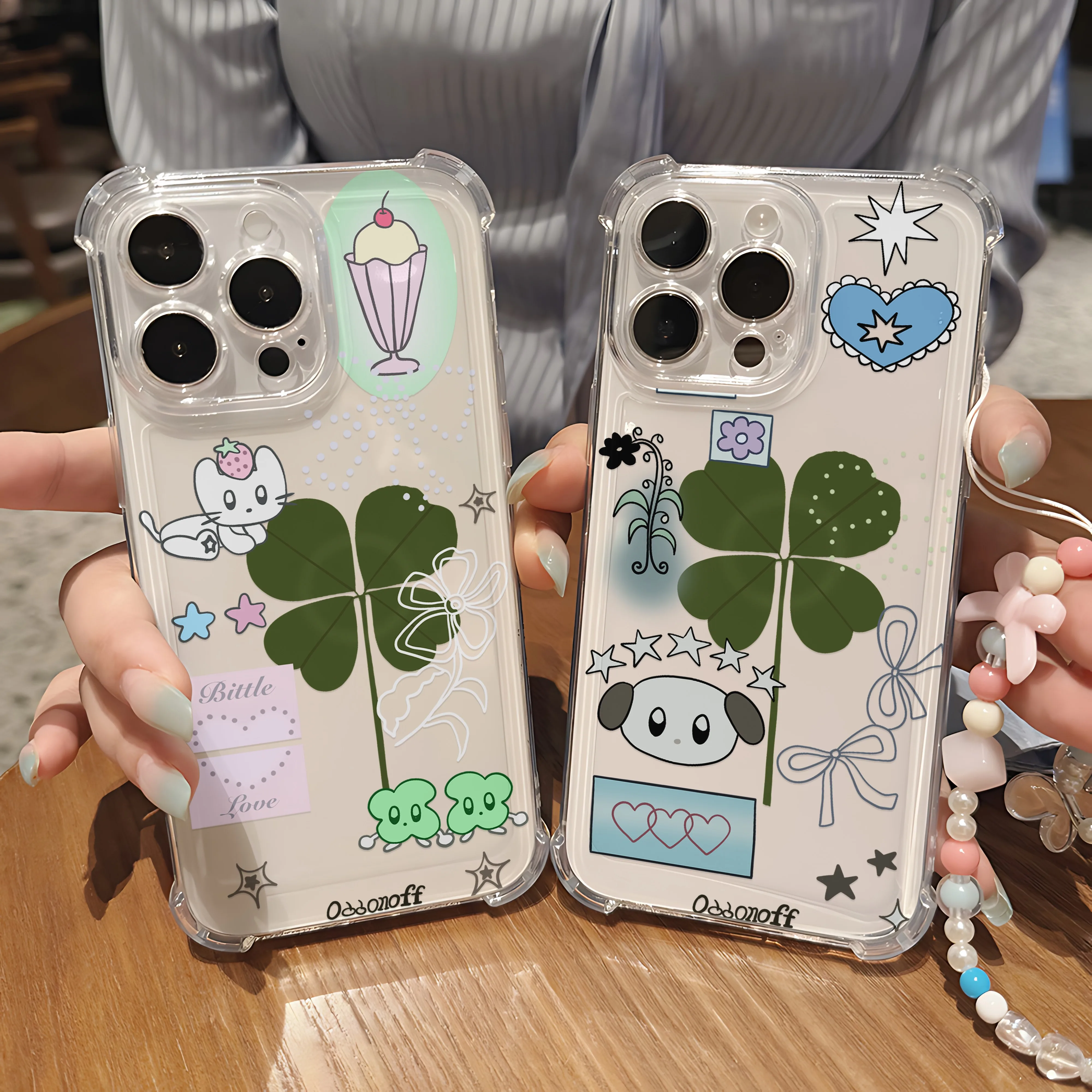 Korean Ins Four Leaf Clover Puppy Phone Case For Samsung A56 A26 A33 A54 A52 A51 A73 A55 A53 A36 A35 A34 A32 A25 A24 A23 4G 5G