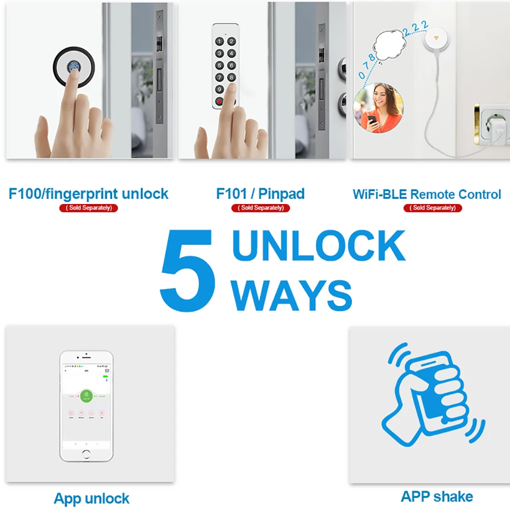 Wehere M532 TUYA Smart Door Lock TTlock Nuki Style Not Change Lock Cylinder Support Alexa or Google Home Fingerprint Door Lock