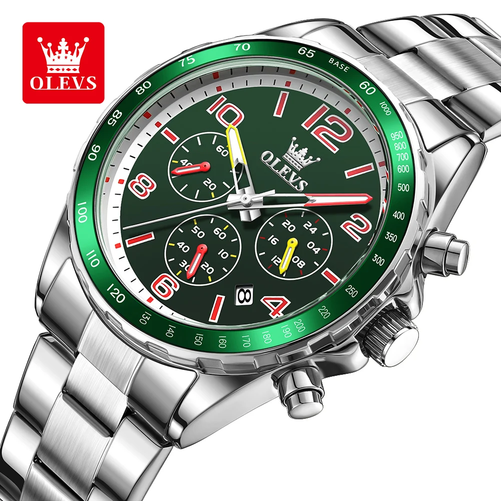 

OLEVS Men's Analog Quartz Watches Chronograph Fashion Trend Quartz Watch for Men Stainless Steel Luminous Waterproof WristWatch