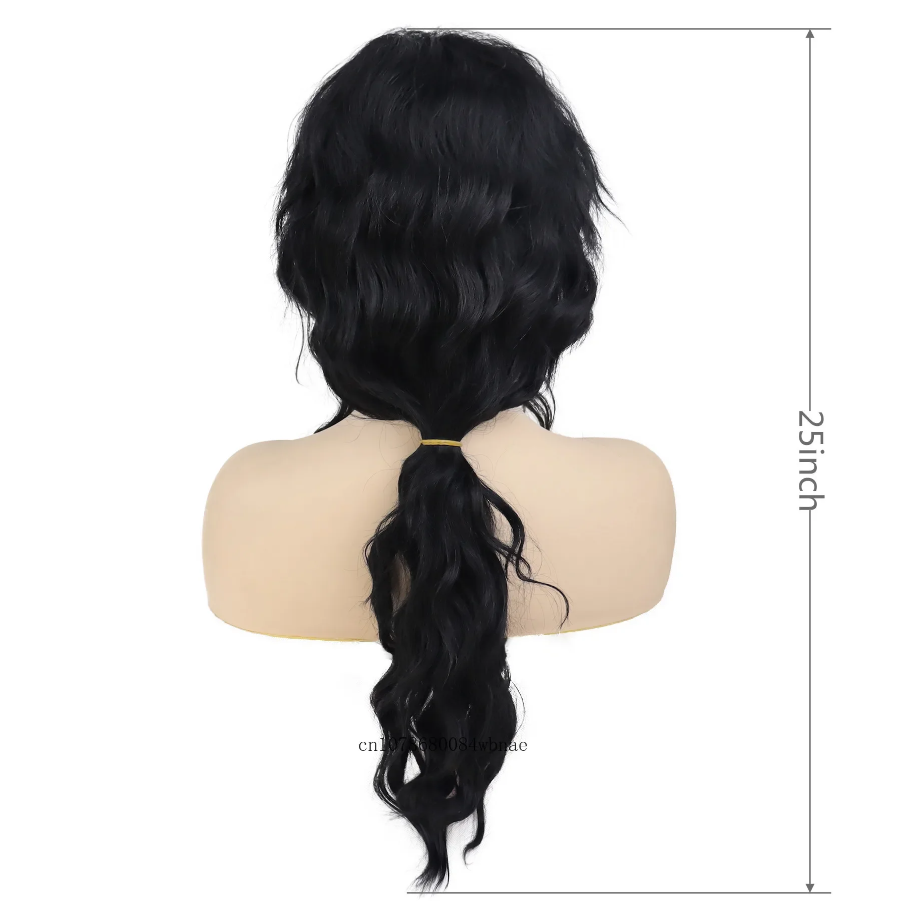 Synthetic 25 Inch Middle part Long Water Wavy Wig for Women Fluffy Black Curly Wigs Daily Use Costume Party Heat Resistant Fiber