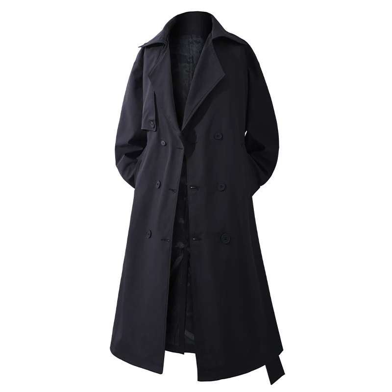 

British Style Mid-Length Over-Knee Men's Coat Pure Color Korean Version Turn-down Collar Jacket Spring Autumn High Fashion