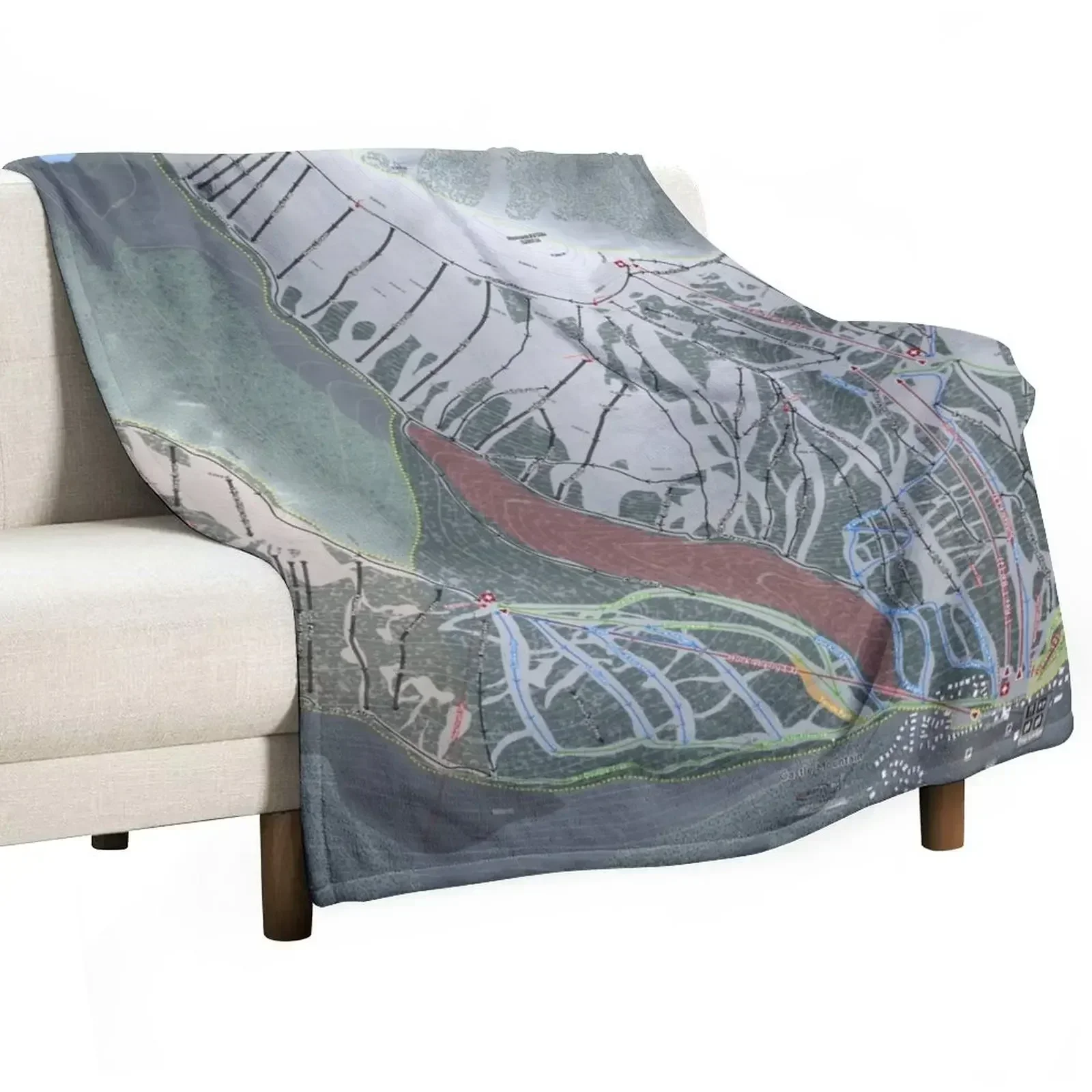 

Castle Mountain Resort Trail Map Throw Blanket Anti Shedding Soft Fuzzy Blanket for Home